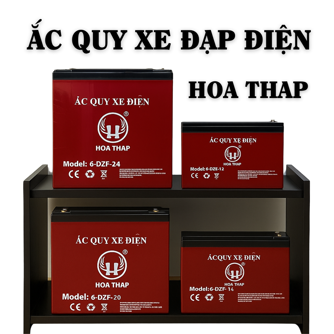 ẮC QUY XE ĐẠP ĐIỆN HOA THAP - BẢO HÀNH 12 THÁNG(đổi phồng 6 tháng)